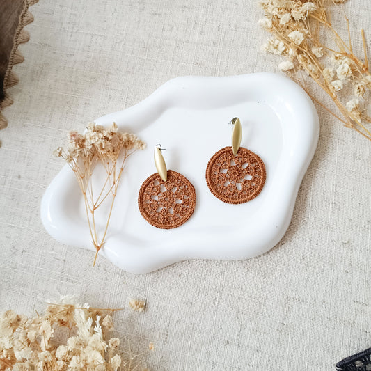 Pendientes circulares microcrochet ESPIGA