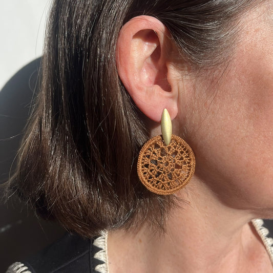 Pendientes circulares microcrochet ESPIGA