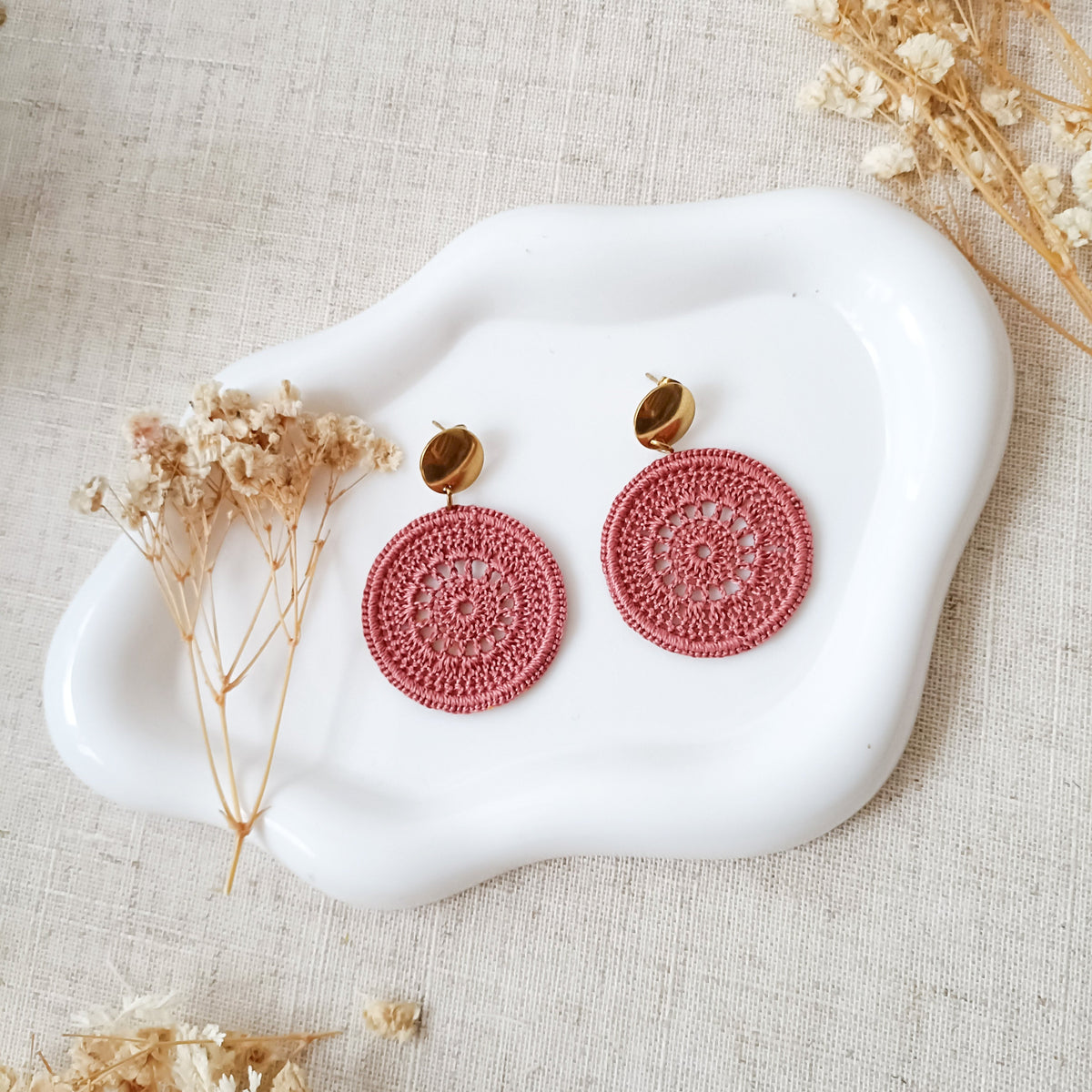 Pendientes circulares microcrochet MANDALA