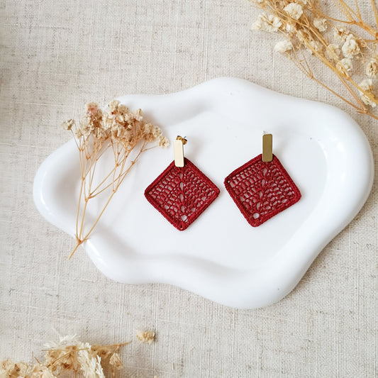 Pendientes rombo microcrochet KARMA